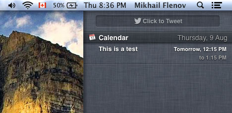 Notification в MacOS X Mountain Lion